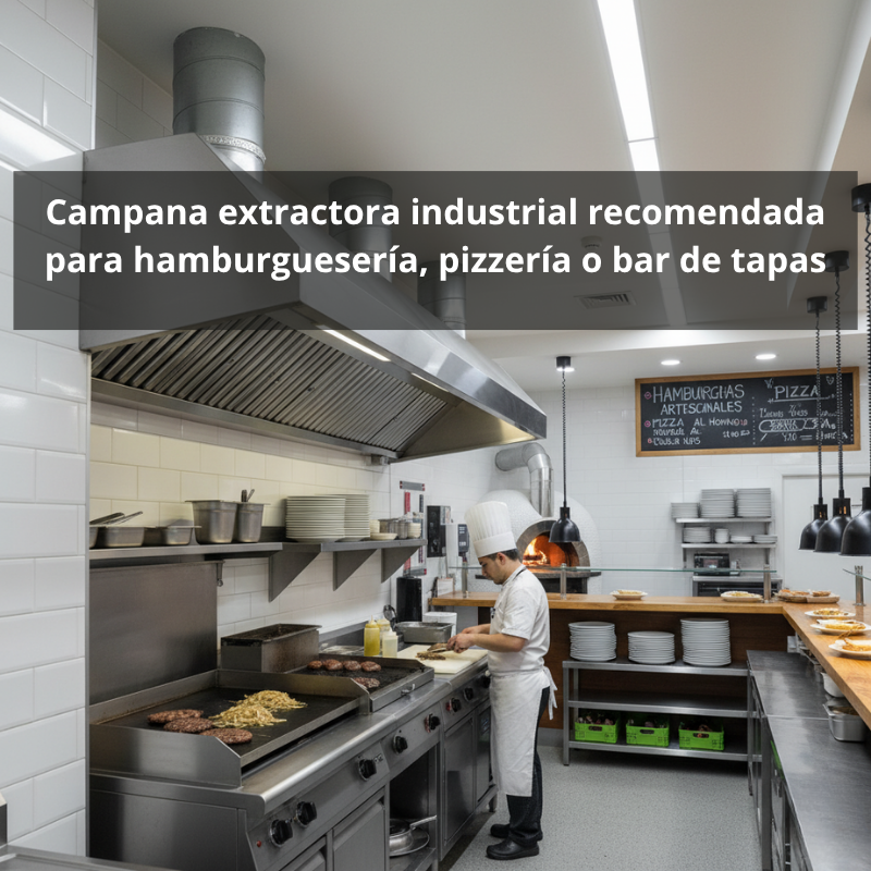 Campana extractora industrial recomendada para hamburguesería, pizzería o bar de tapas: Guía definitiva para elegir la campana extractora